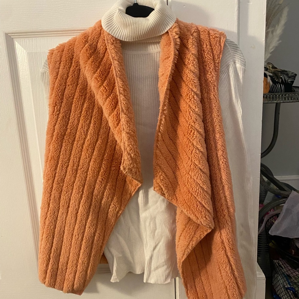 Cozy Orange Women's Cowl Neck Sweater Vest